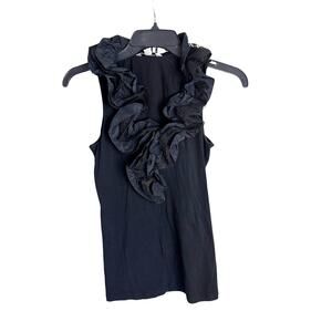 Cabi Black 3D Floral-Neck Tank Top XS — Avant-Garde Minimal